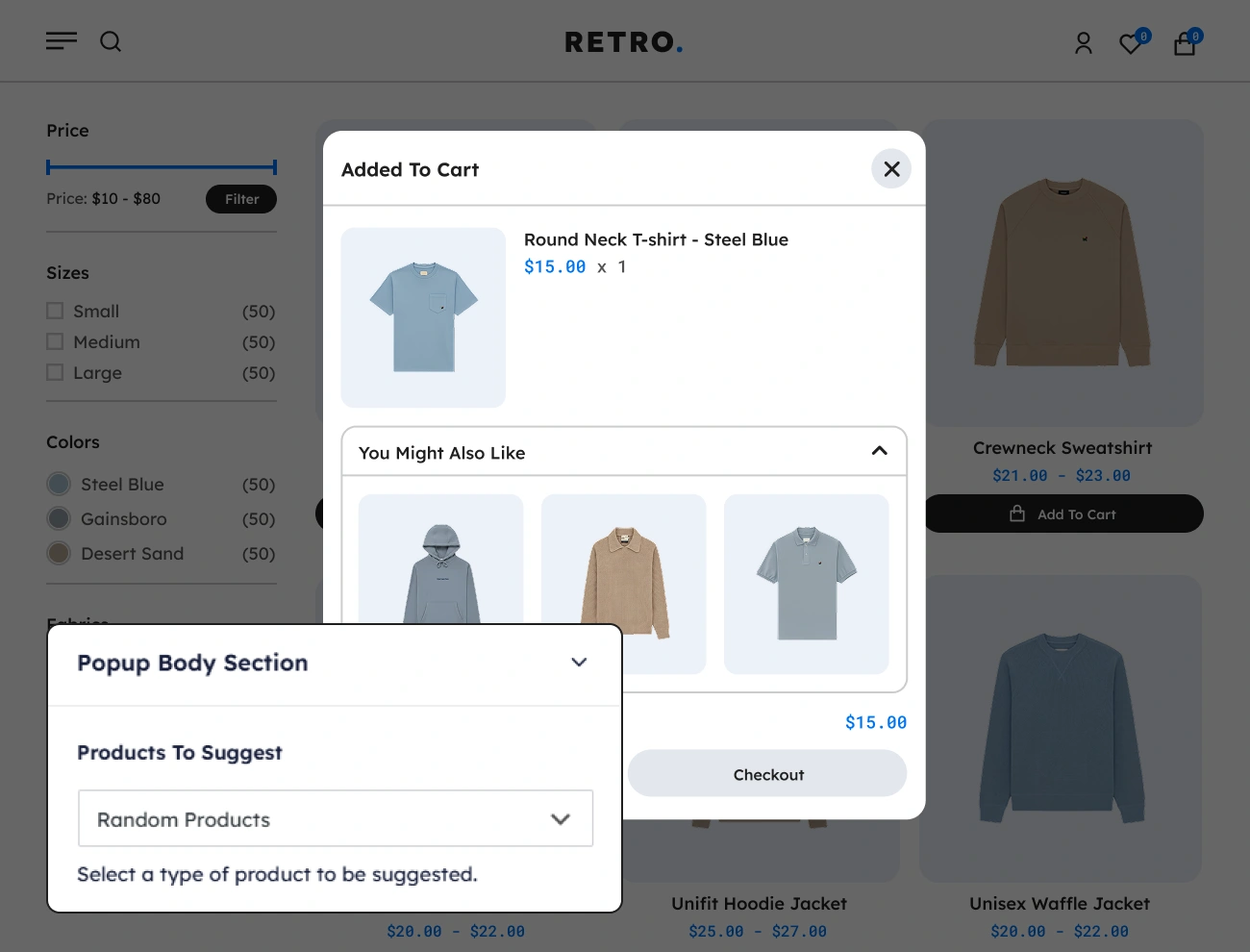 Handy Added To Cart Popup Notifier For WooCommerce Customizable Product Type In Product Suggestions