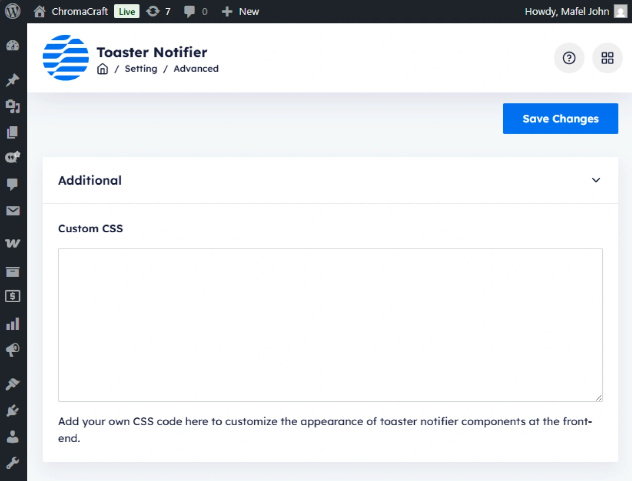 Handy Added To Cart Toaster Notifier For WooCommerce Built In Custom Css Editor