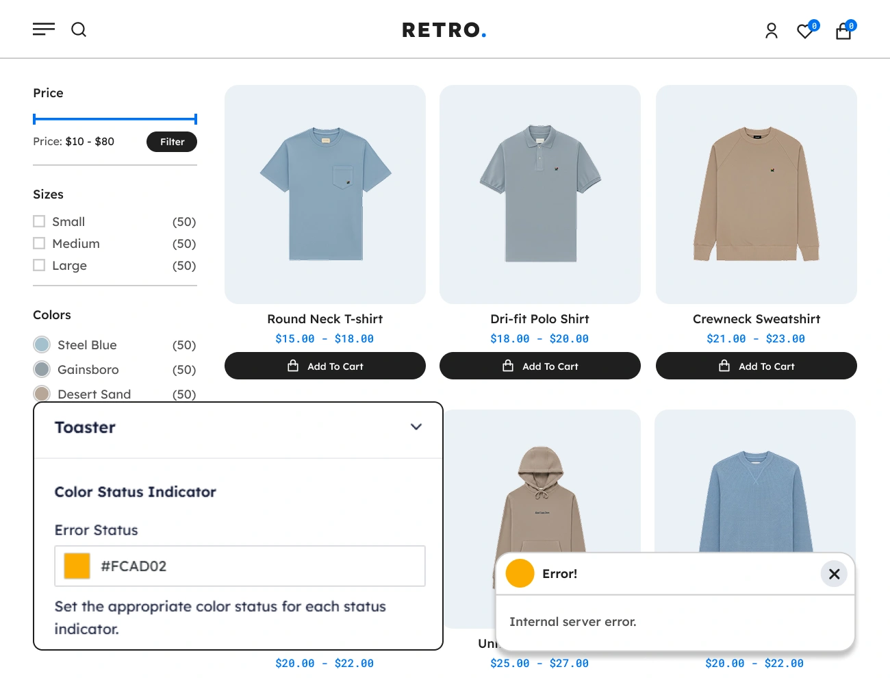 Handy Added To Cart Toaster Notifier For WooCommerce Customizable Error Color Status Indicator