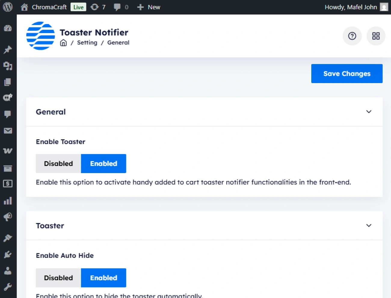 Handy Added To Cart Toaster Notifier For WooCommerce User Friendly Admin Dashboard Interface