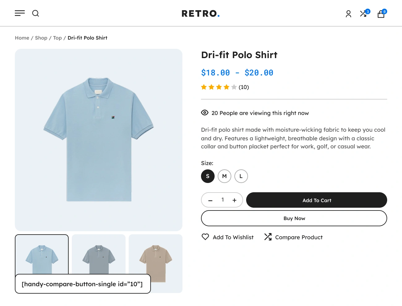 Handy Compare Products For WooCommerce Supports Compare Button Shortcode For Product Single Page