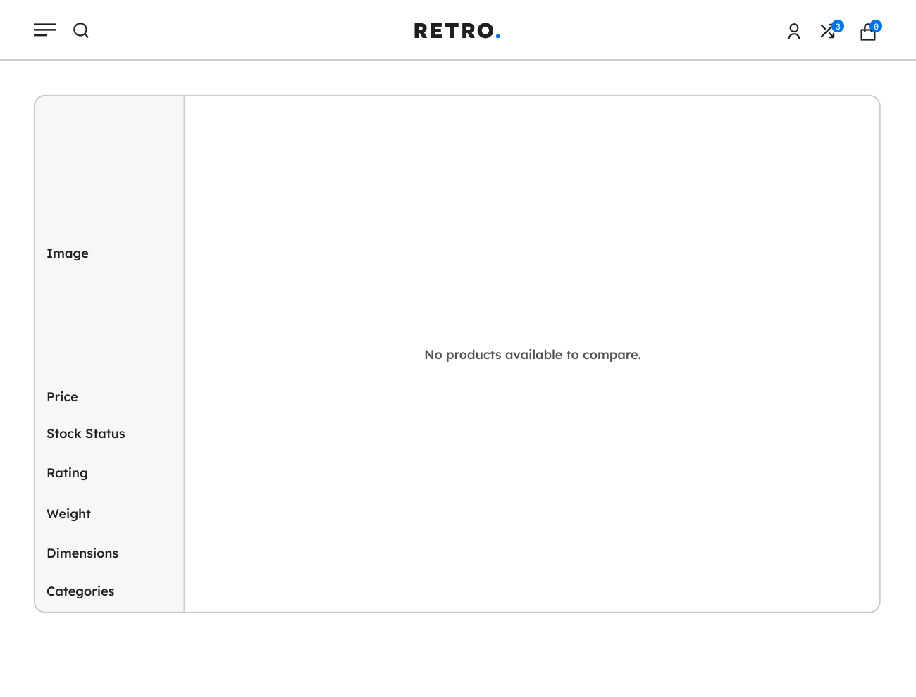 Handy Compare Products For WooCommerce Supports Comparison Table Empty Placeholder