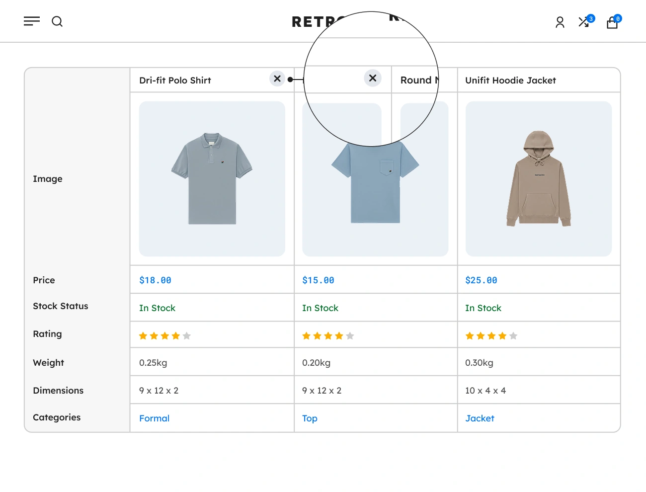 Handy Compare Products For WooCommerce Supports Comparison Table Individual Product Deletion