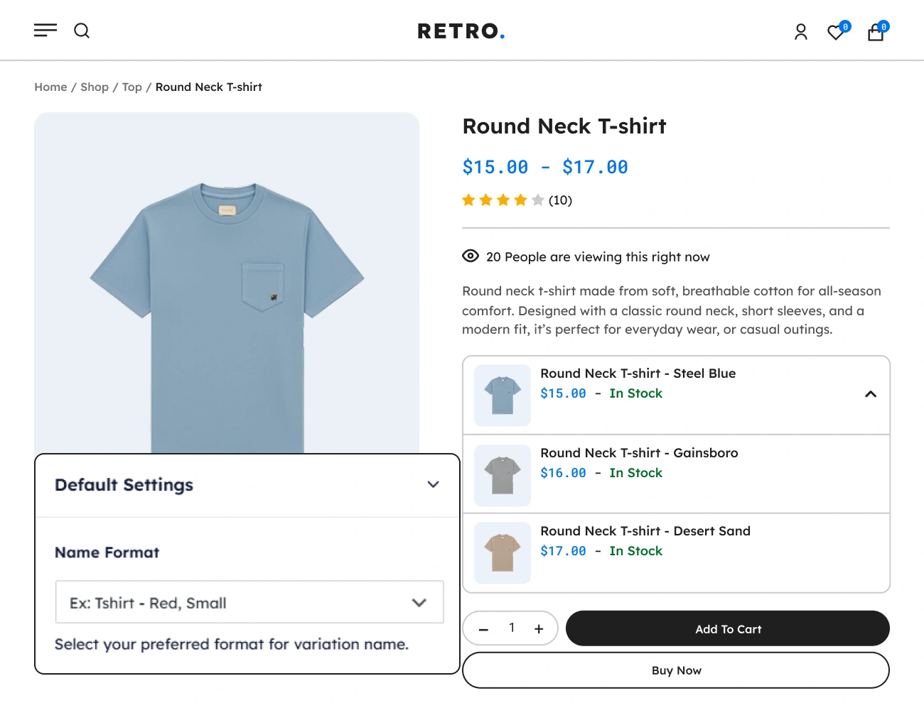 Handy Itemized Product Variation For WooCommerce Customizable Variation Name Format