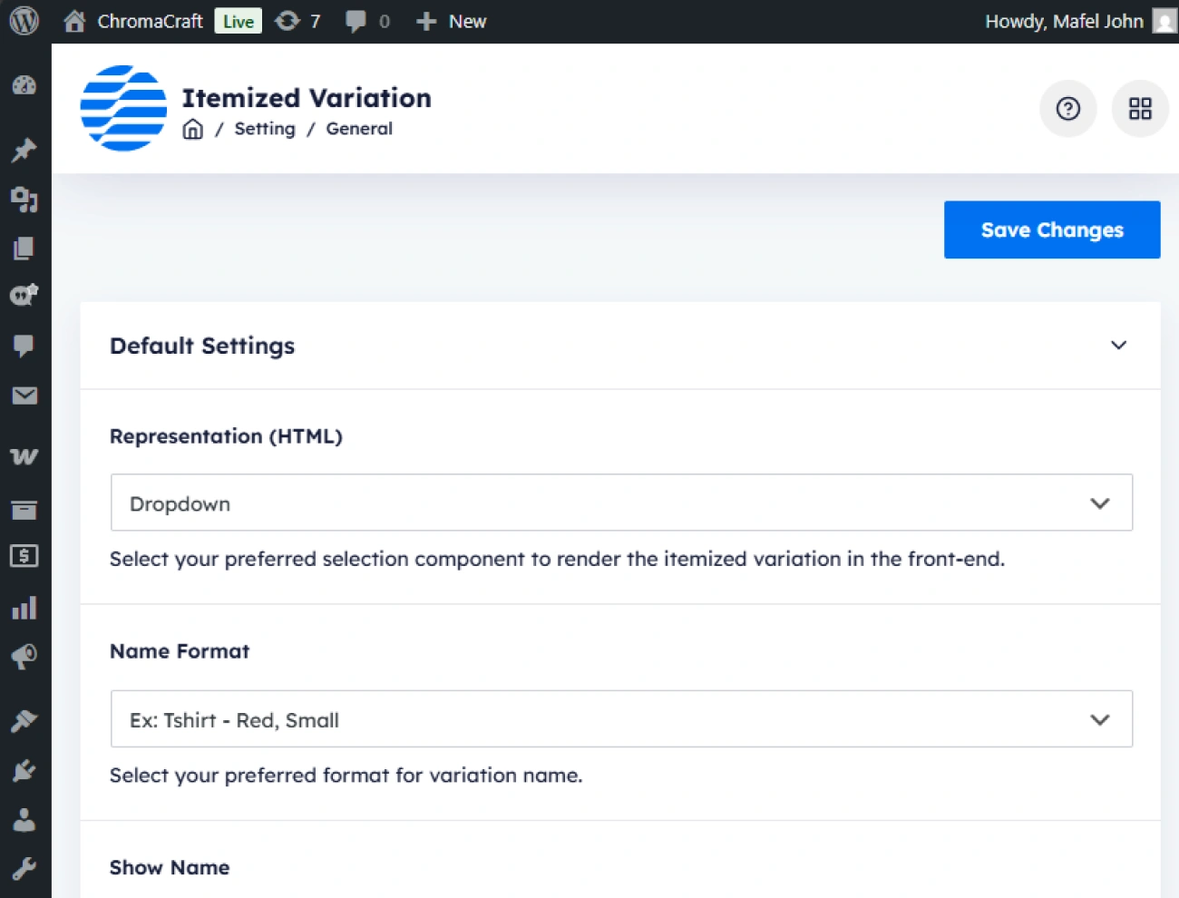 Handy Itemized Product Variation For WooCommerce Define Global Itemized Variation Settings