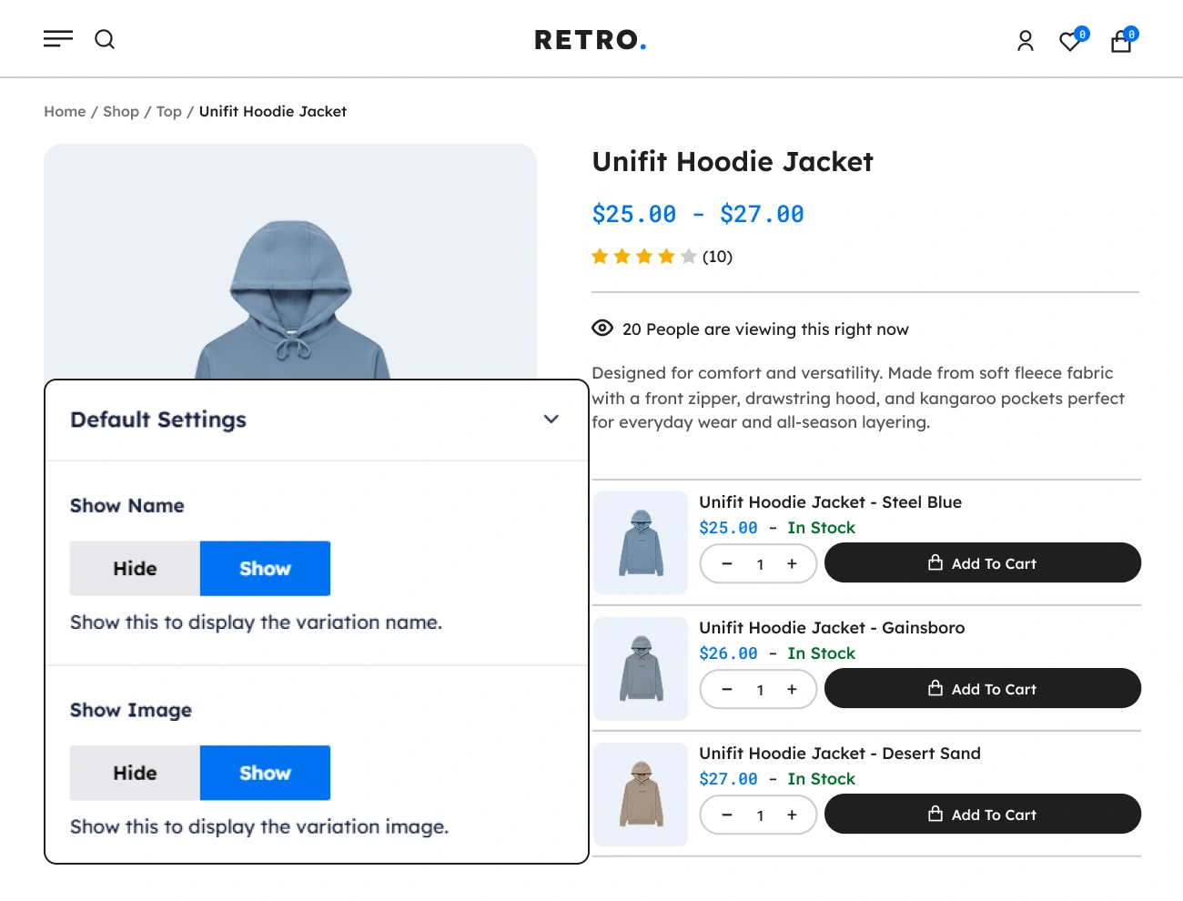 Handy Product Variation Table For WooCommerce Customizable Variation Table Product Details To Display