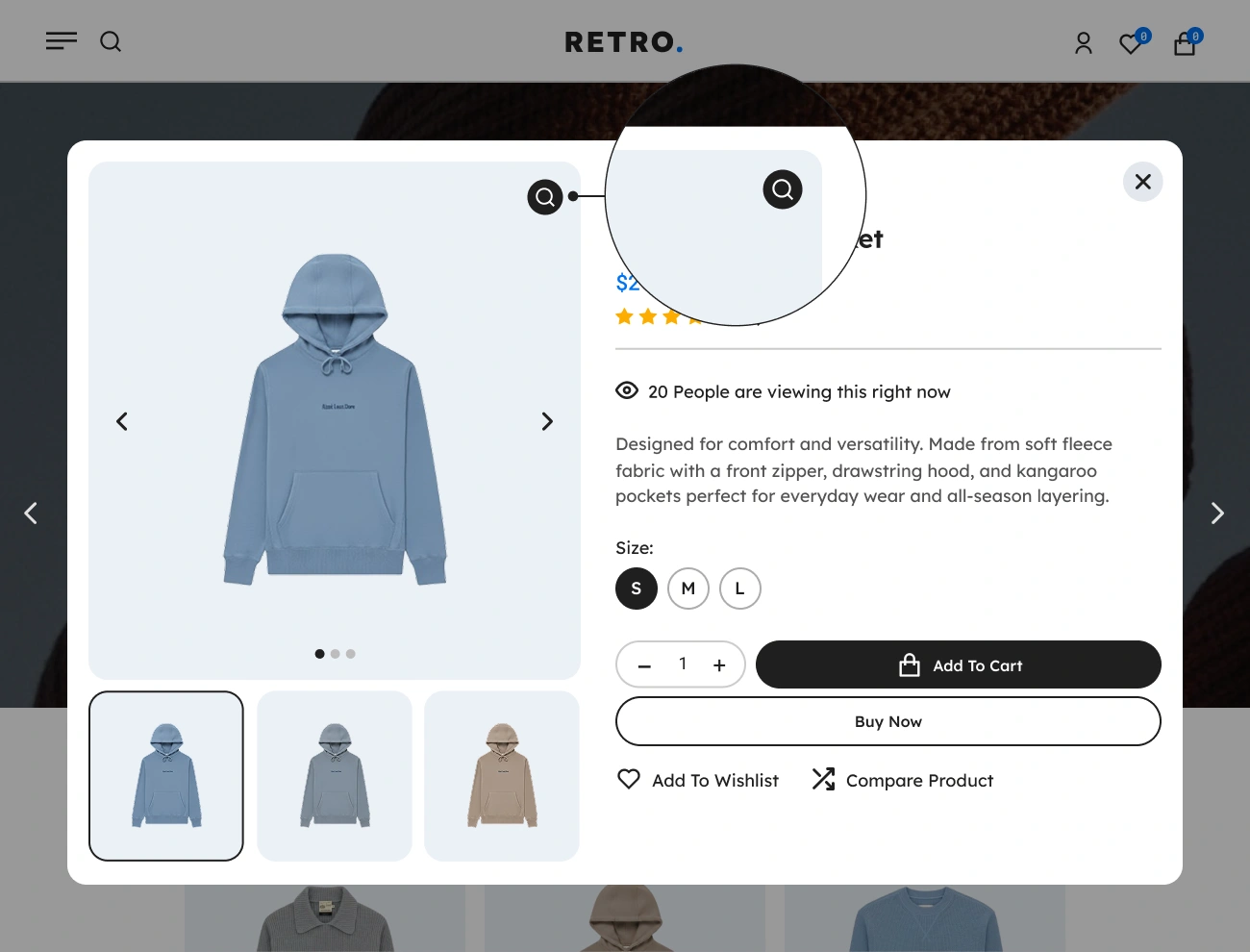Handy Quick View For WooCommerce Customizable Image Zoom Button Style
