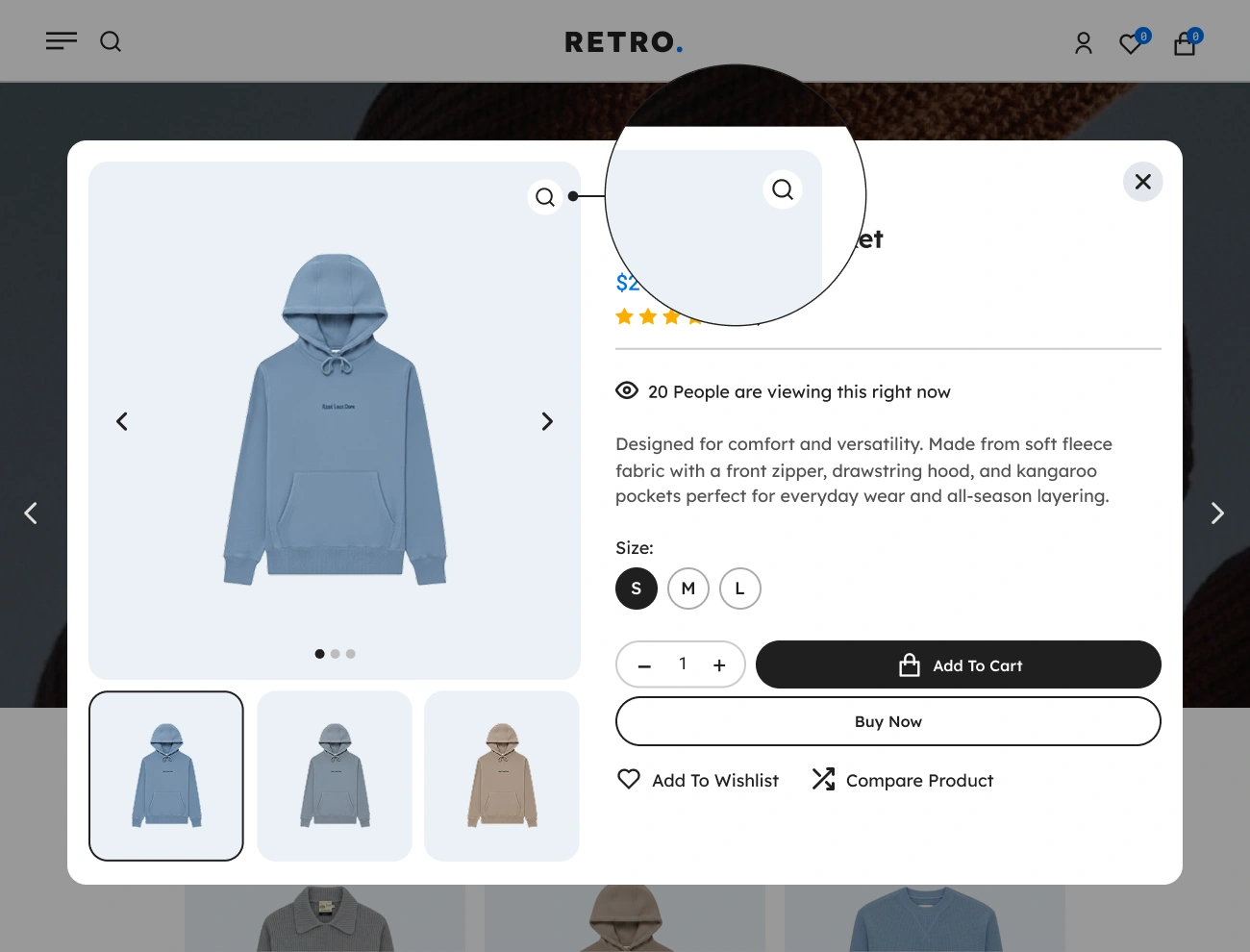 Handy Quick View For WooCommerce Supports Image Zoom In Product Thumbnail
