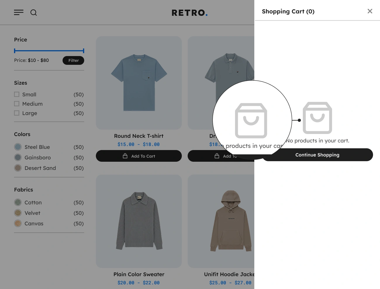Handy Sliding Cart For WooCommerce Customizable Cart Empty Placeholder Icon