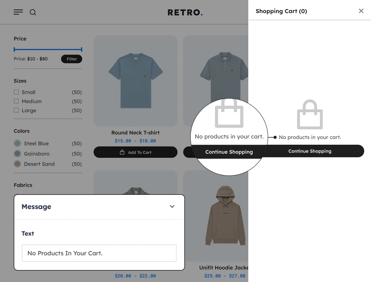 Handy Sliding Cart For WooCommerce Customizable Cart Empty Placeholder Message