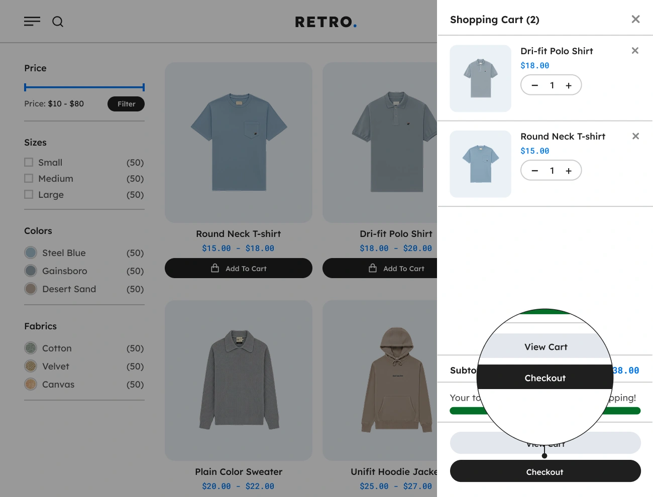 Handy Sliding Cart For WooCommerce Supports Checkout Button Link