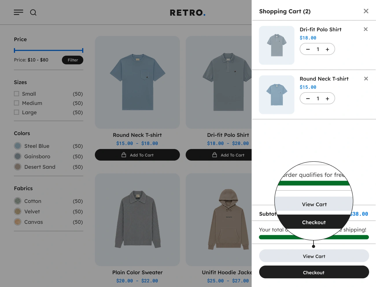 Handy Sliding Cart For WooCommerce Supports View Cart Button Link