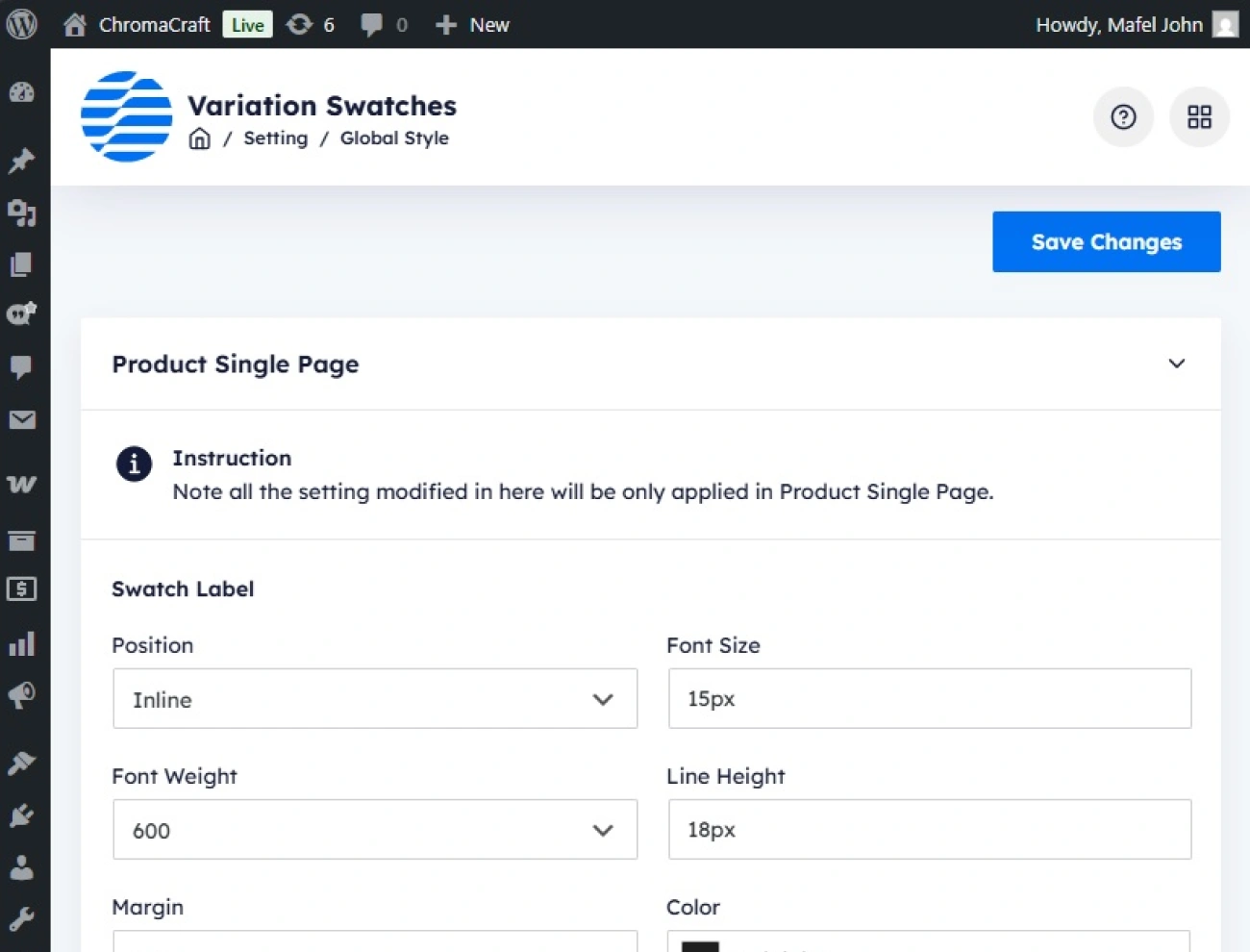 Handy Variation Swatches For WooCommerce Define Global Swatch Style Settings