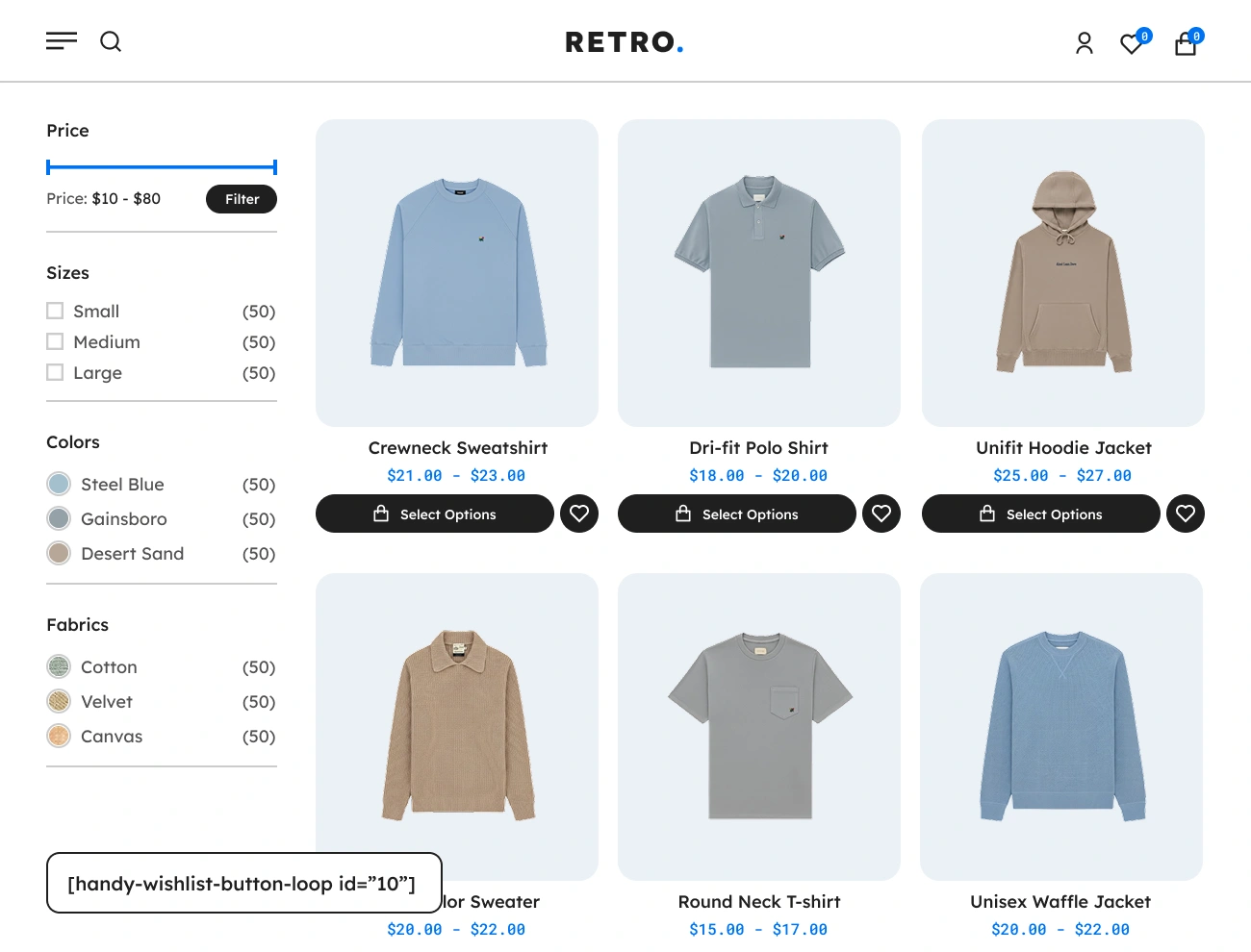 Handy Wishlist For WooCommerce Supports Add To Wishlist Button Shortcode For Shop Page
