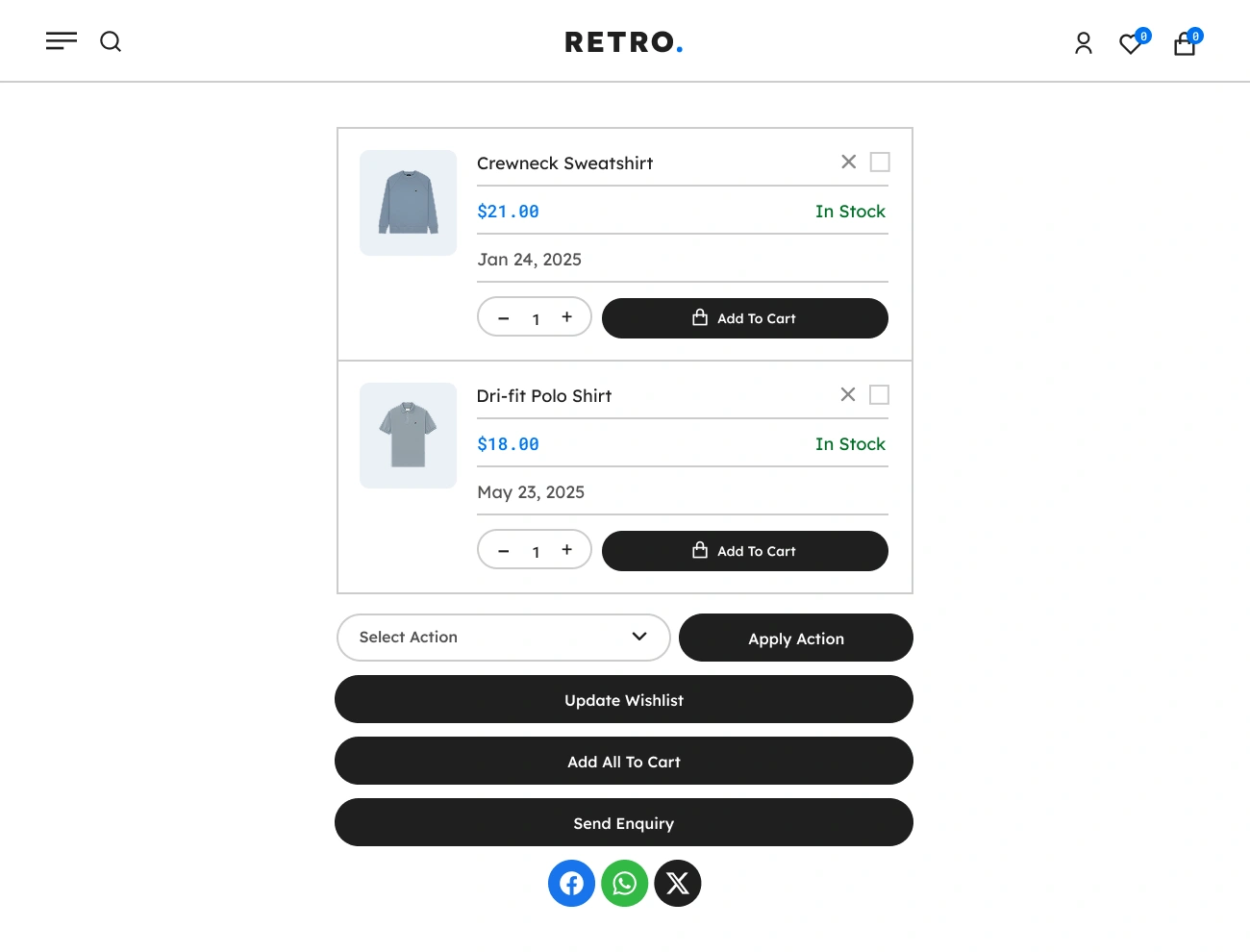 Handy Wishlist For WooCommerce Supports Wishlist Table Mobile Version